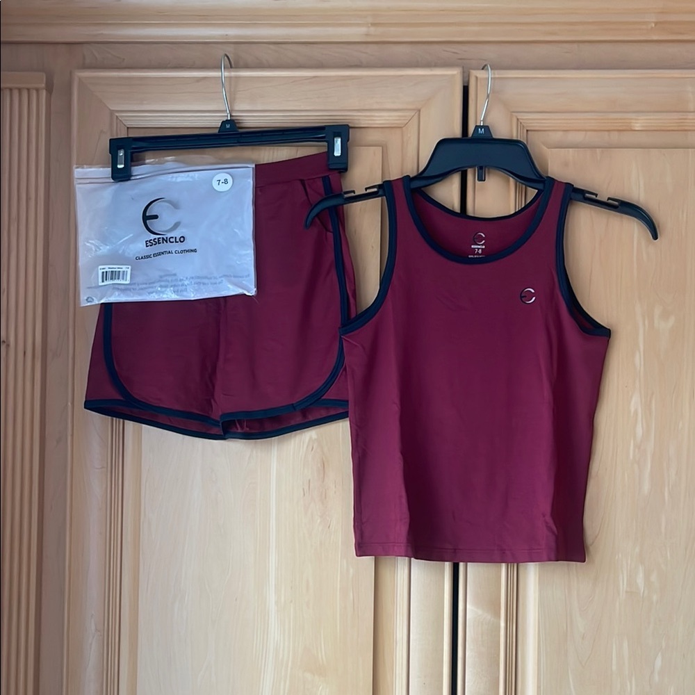 Kids Burgundy Tank and Shorts Set